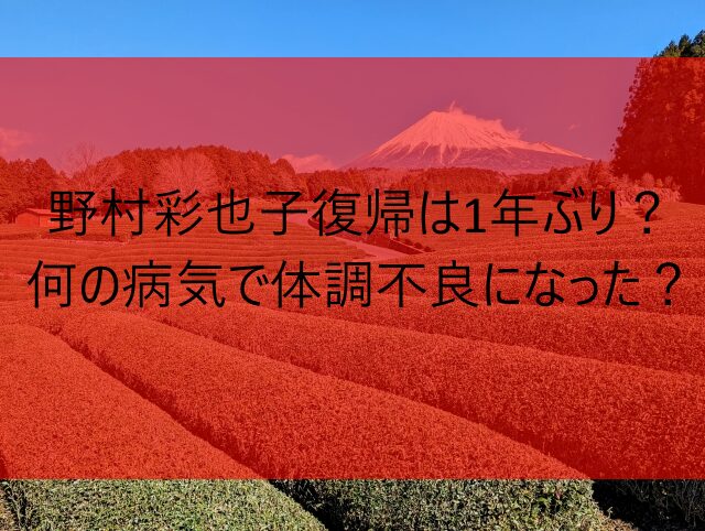 野村彩也子復帰は1年ぶり？何の病気で体調不良になった？　画像